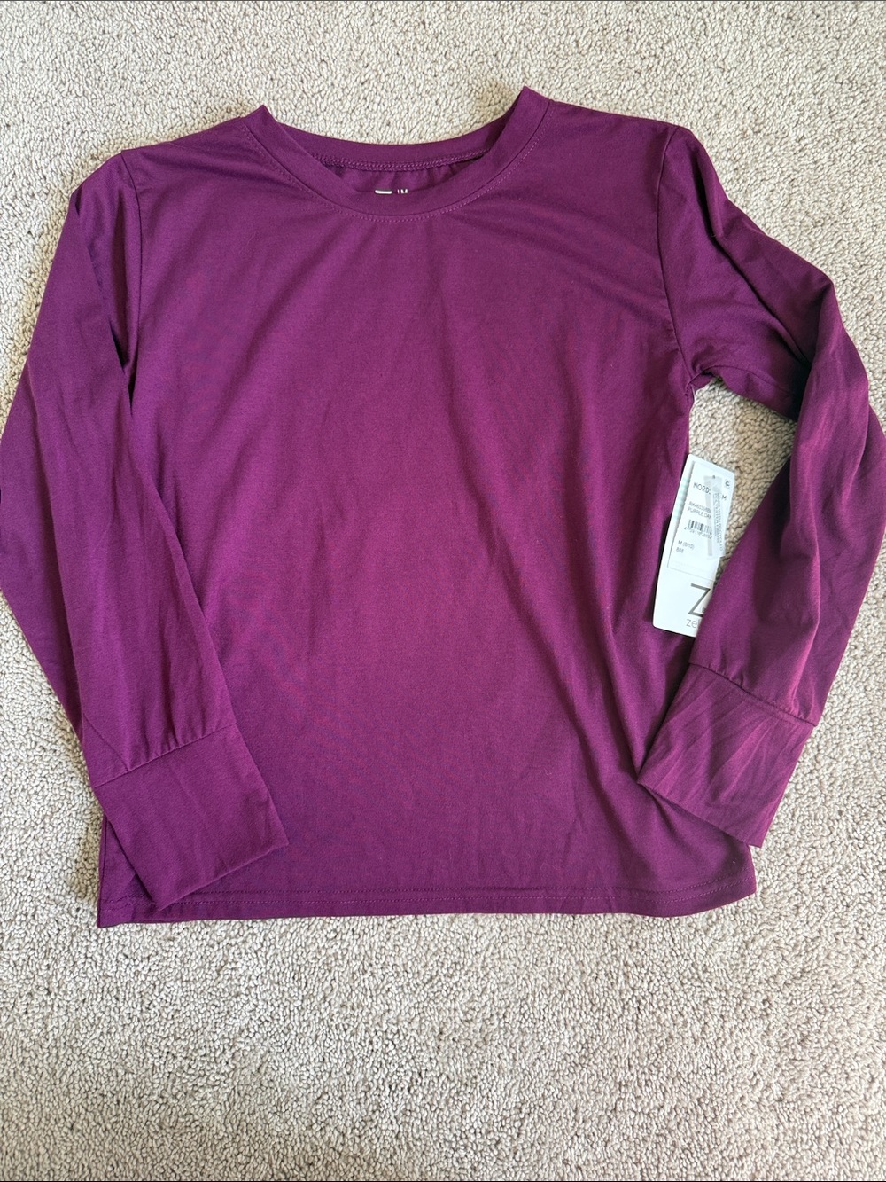 Girls Medium (8/10) Z by Zella Long Sleeve Crewneck Top - Dark Purple